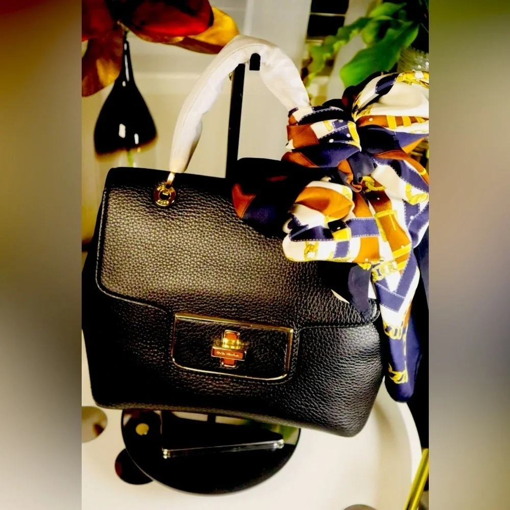 MIchael Kors Emery Satchel Leather Cross Body Bag w/Silk Scarf & Dust Bag NWT
